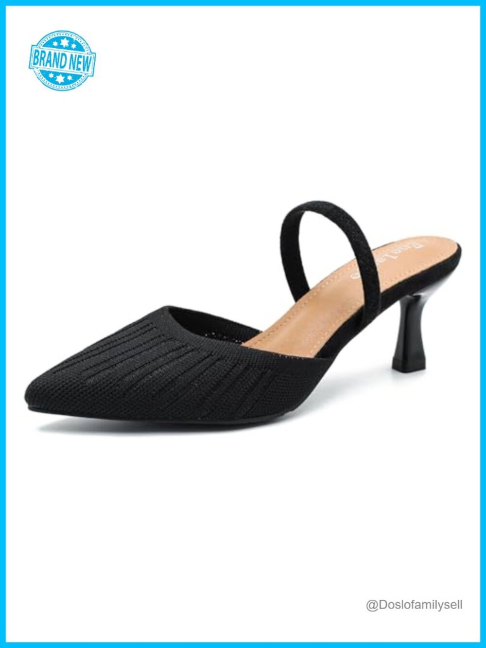 Kitten Heel Pointed Toe Knit Pumps Slingback Dress Shoes